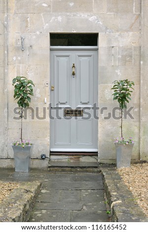 Grey Front Door of an Attractive Georgian Era London Town House