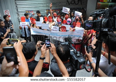 Bangkok - June 2: Media Gather To Cover A Red Shirts Rally In Support Of The Government On June 2, 2013 In Bangkok, Thailand. The Red Shirts Met Counter An Opposition Group\'S Anti-Government Rally.