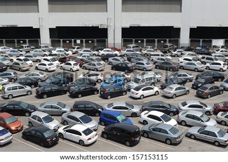 Bangkok - Apr 5: Cars Parked At A Park And Side Lot At A Bts Station In Chatuchak District On Apr 5, 2013 In Bangkok, Thailand. The Government Has Promoted Park And Ride To Reduce Traffic Congestion.