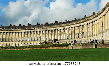 The Royal Crescent Seen from Victoria Park in Bath England