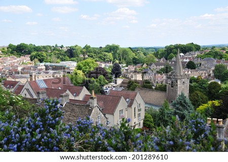 View of a Typical English Town Seen from a High Vantage Point - Namely Historic Bradford on Avon in Wiltshire England
