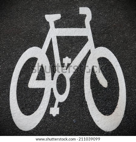 Freshly Painted Bicycle Symbol on a Cycle Lane