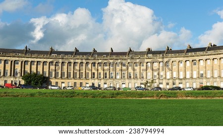 View of the Landmark Royal Crescent Seen from Victoria Park in Bath in Somerset England