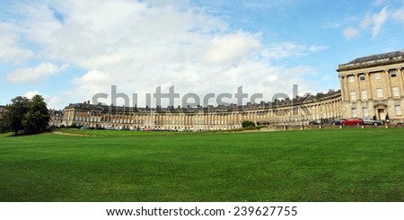 View of the Royal Crescent Seen from Victoria Park in the Historic City of Bath in Somerset England