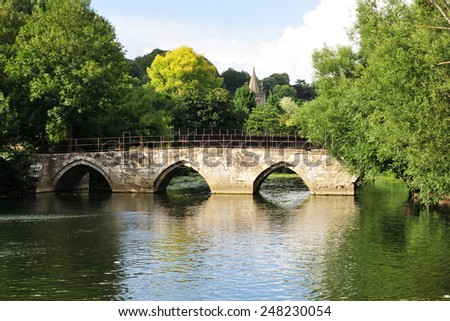 Beautiful Old Stone Bridge Spanning the River Avon in the Historic Bradford on Avon in Wiltshire England