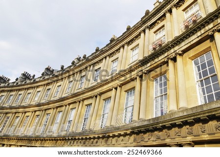 View of the Royal Circus in Bath England - The Royal Circus Comprises of Luxury Georgian Era Town Houses