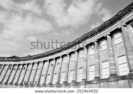 View of the Royal Crescent in Bath England - The Royal Crescent Comprises of Luxury Georgian Era Town Houses
