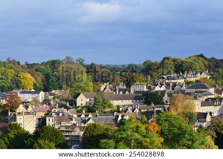 View of a Typical English Town Seen from a High Vantage Point - Namely the Historic Bradford on Avon in Wiltshire England