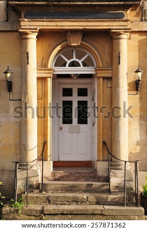 Front Door and Porch of a Beautiful Georgian Era English Town House