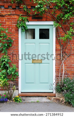 View of the Front Door of an Attractive Old Red Brick London Town House