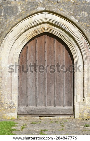 View of Beautiful Old Oak Door Background