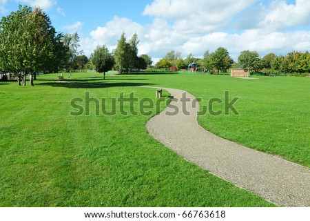 Stone Pathway in a Lush Green Park