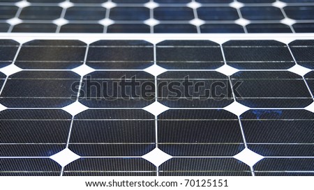 Detail of Rooftop Solar Panels - Green Energy Themed Image with Plenty of Copy Space