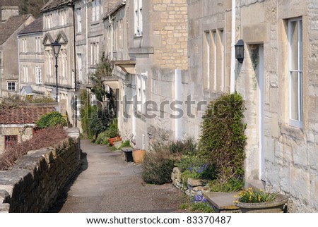 Pathway and Terraced Cottage Houses in a Typical English Town