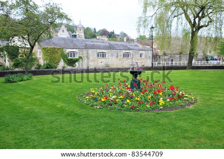 Flower Bed and Lawn in a Peaceful Formal Garden