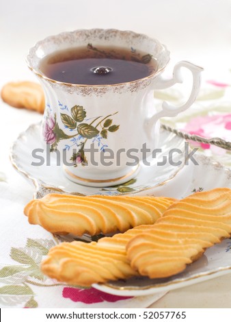 Tea with cookies for tea drinking