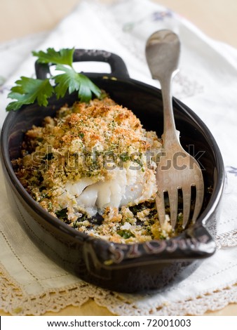 Baked fish with spiced crust