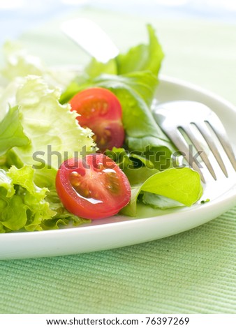 Fresh garden salad with a fork.