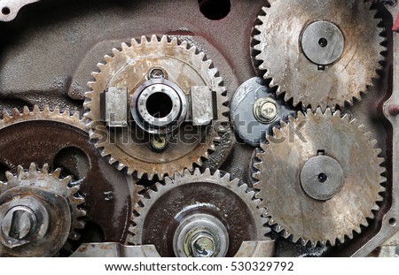 Old diesel engine and spare parts.