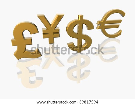 currency signs. stock photo : Currency signs isolated on white. 3D render.