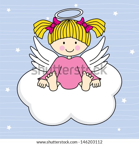 Angel wings on a cloud Greeting card Angel wings on a cloud Greeting card