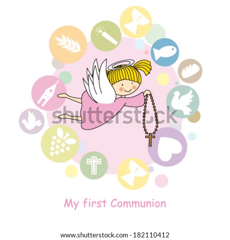 first communion card Angel girl first communion card Angel girl