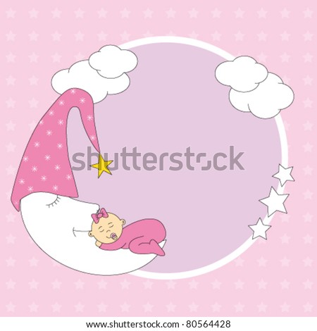 Baby Girl Photo Frame on Baby Girl Arrival Announcement Card  Photo Frame  Baby Sleeping On The