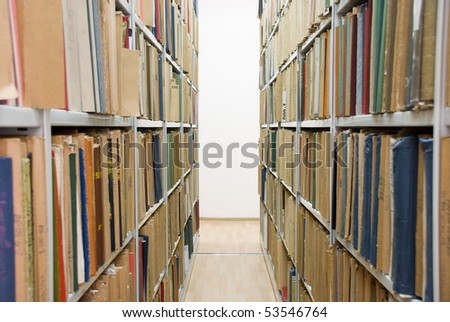 Archival documents folder on the shelves