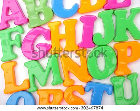Alphabet letters on white background