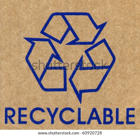 Recycled paper with rich details. Recycled symbol.