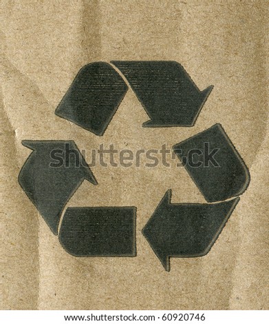 Recycled paper with rich details. Recycled symbol.