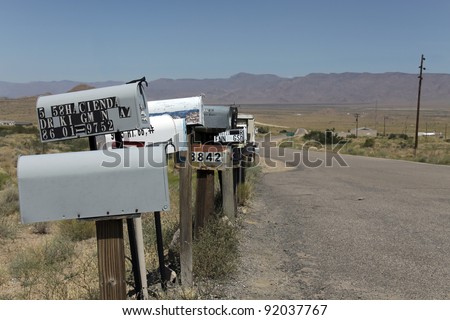 Mail boxes on the route 66 in Arizona - western USA - Room for \