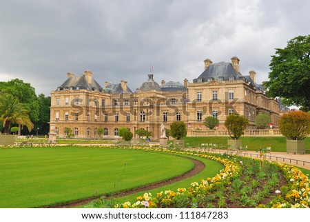 Paris. Beautiful Luxembourg Gardens in a rainy day