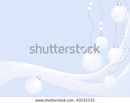 Christmas composition  with white balls and beads on light delicate  background