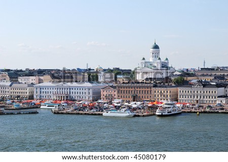 Helsinki. View of the city center, Cathedral and Trade Square