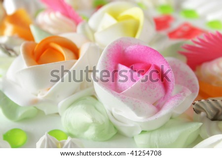 Cake decorated with flowers ,Rose.