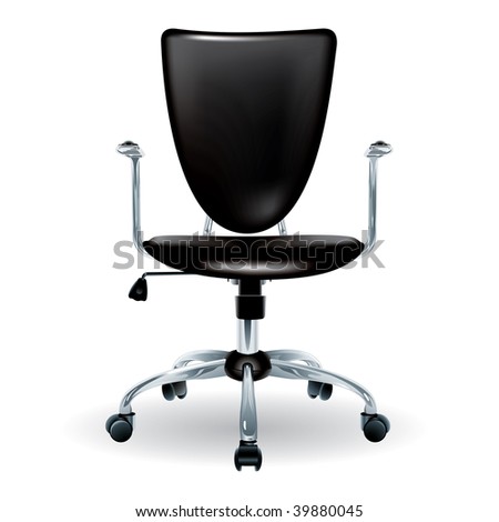 comfortable office chair with leather upholstery and shiny legs Vector