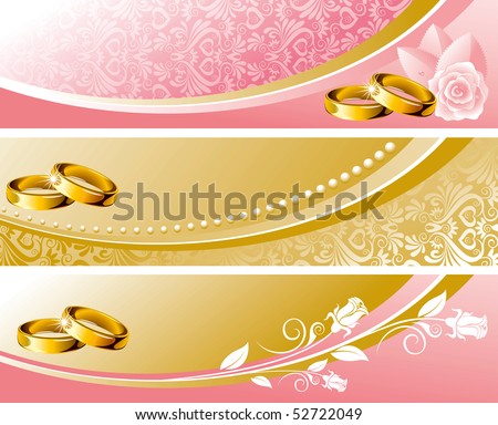 stock vector Set wedding background in pink and gold tone vector