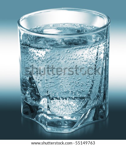 transparent glass with pure mineral water