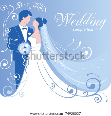 stock vector Bride and groom Gentle wedding background Vector