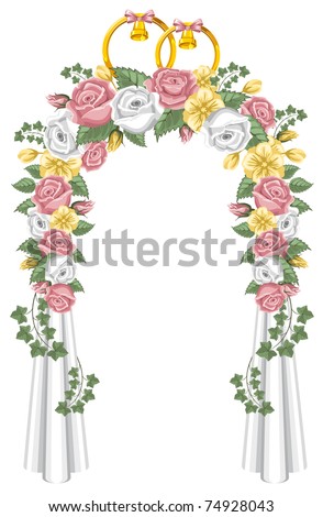stock vector Wedding arch decorated with flowers vector illustration