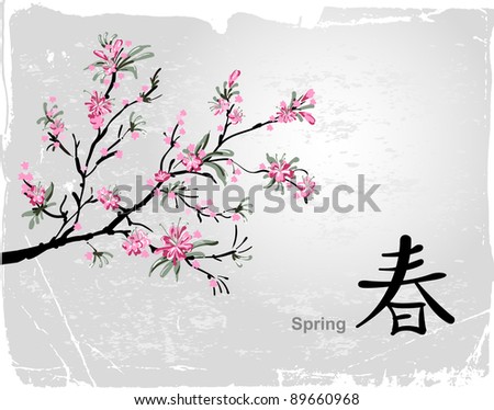 Sakura Flower Picture on Japanese Sakura Painting