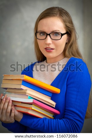 Pretty student preparing to university examination