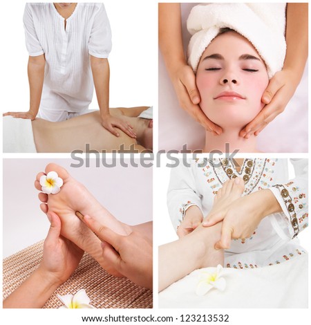 Collection of different spa massage and relax