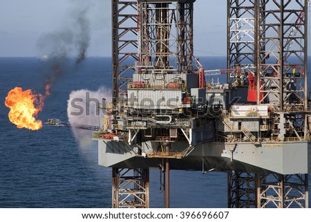 Drilling rig flare North Sea after successfully drill