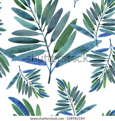 Seamless Pattern With Tropical Leaves