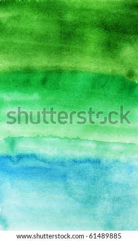 Green and blue background. Green watercolor structure.