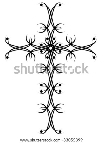 gothic cross tattoo. Isolated gothic cross