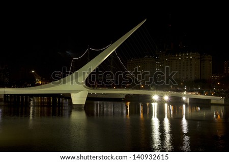 Bridge in Puerto Madero by night, Buenos Aires, Argentina