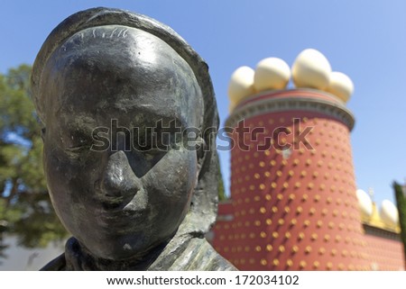 FIGUERES, SPAIN - JUNE 14:Tramuntana statue and Dali Museum in Figueres, Spain on June 14, 2012. Museum was opened on September 28, 1974 and houses largest collection of works by Salvador Dali.